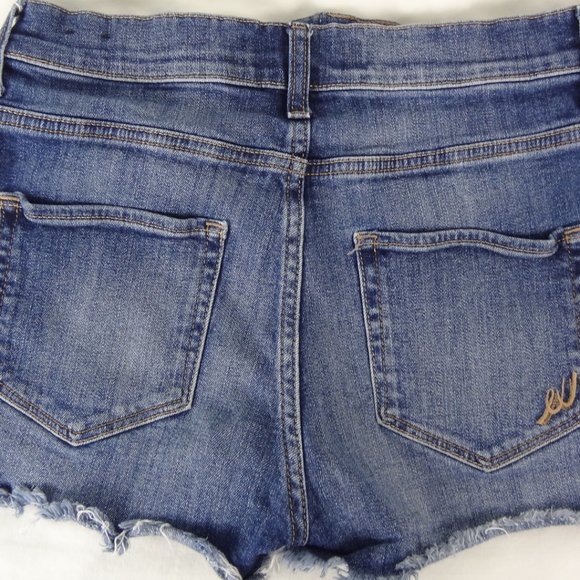 Express Denim Ripped Shorts - size 00 (USED) - Picture 3 of 5